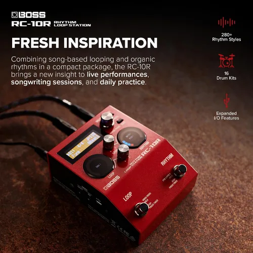 Vista 3 de BOSS RC-10R Rhythm Loop Station Bucle basado en canciones y ritmos dinámicos en un espacio pequeño 280 estilos preestablecidos 16 kits