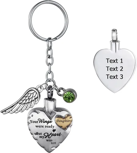 Vista 10 de Your Wings were Ready but My Heart was Not - Joyería de cremación de acero inoxidable para llavero de urna de ceniza dorado, Aunt
