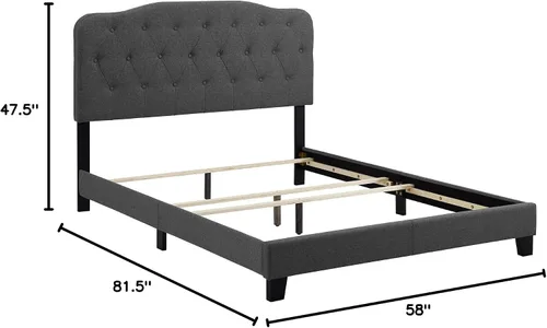 Vista 2 de Modway Amelia - Base de cama tapizada de tela capitoné tamaño matrimonial, color gris