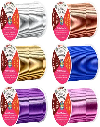 Vista 271 de Mandala Crafts - Alambre de aluminio anodizado de calibre 22 para hacer joyas - 137.2 m de alambre flexible surtido y coloreado - Doble para bonsái