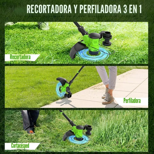 Vista 6 de Recortadora de hierba inalámbrica de 12 pulgadas, recortadora de césped y bordeadora 2 en 1 con batería de 20 V, Wacker eléctrico de malezas con 2