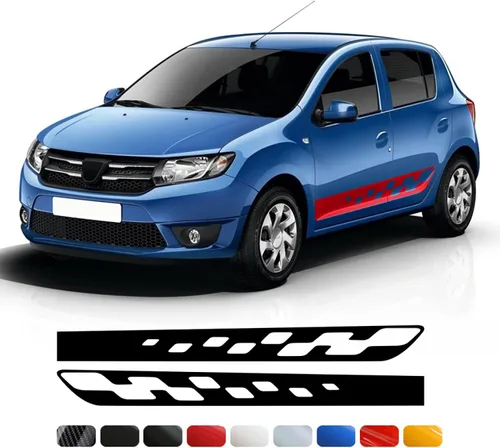 Vista 2 de Calcomanías de vinilo para Renault Dacia Sandero Stepway RS, diseño de rayas de automóvil, falda lateral