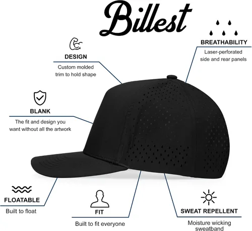 Vista 5 de Gilbert Performance Snapback Hat Gorra en blanco de 5 paneles para hombres y mujeres transpirable y ligera pico curvado