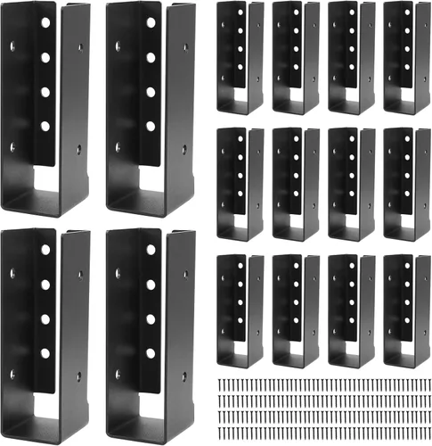 Vista 11 de Percha oculta para vigas, 8 piezas, soporte de vigas de 2 x 4 pulgadas, soporte de marco, soportes de barandilla, Q235B percha de vigas