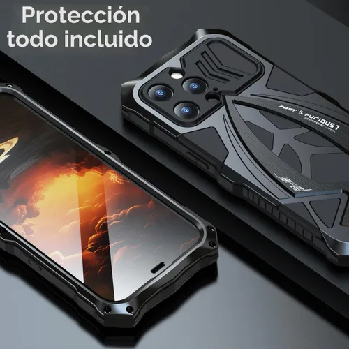 Vista 6 de Lunivop - Carcasa metálica resistente para iPhone 15 Pro Max, color negro Protection Rugged Screw Full Body Military Grade Bumper Rubber with Hard