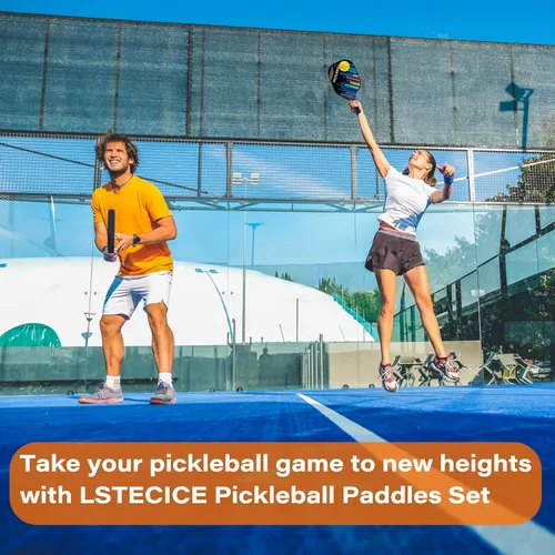 Vista 7 de Pickleball Paddles Set of 4, Fiberglass Pickleball Paddles with Honeycomb Core, Lightweight Pickleball Set with Balls & Bag for Men, Women &
