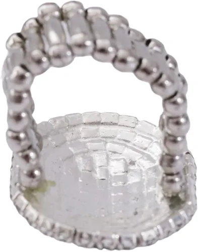 Vista 5 de Santfe hermoso anillo ajustable de diseño ovalado con piedra sintética bañado en plata para mujer, aleación