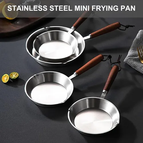 Vista 2 de Luqeeg Sartén de acero inoxidable, mini sartén antiadherente, compatible con estufas de inducción, estufas de gas, sartén con mango ergonómico