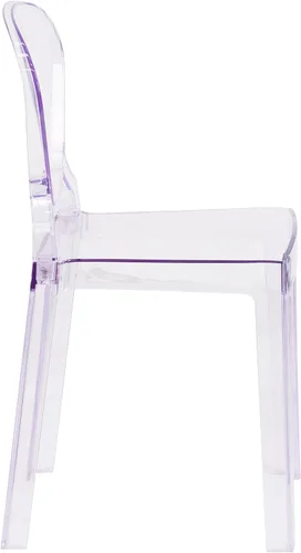 Vista 4 de Flash Furniture Silla Theo Ghost con respaldo de lágrima en cristal transparente