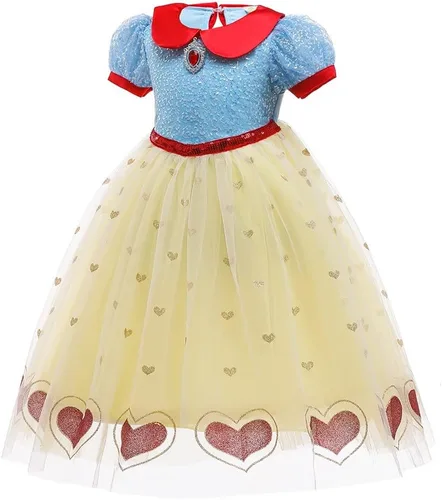 Vista 33 de HIHCBF Disfraz de princesa blanca como la nieve para niñas, cumpleaños, Navidad, Halloween, carnaval (con accesorios)