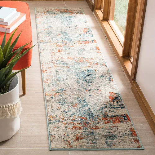 Vista 9 de SAFAVIEH Madison Collection - Alfombra decorativa de 2 pies 2 pulgadas x 4 pies, color crema y naranja, diseño abstracto moderno, no desprende