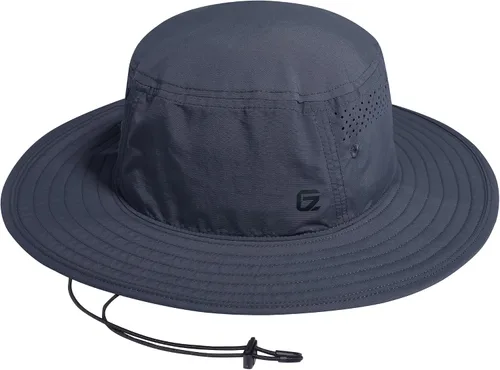 Vista 10 de GADIEMKENSD Sombrero de cubo UPF 50+, transpirable y de secado rápido, correa resistente al viento, unisex para actividades al aire libre Gris