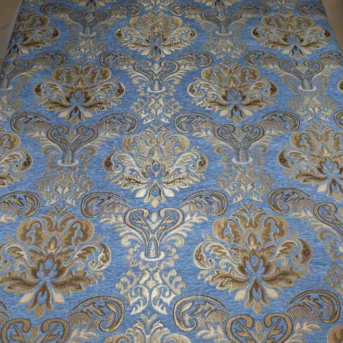 Vista 3 de TinaKim Tela de Tapicería Floral, Jacquard Damasco de Chenilla, para Recubrir Sillas de Muebles y Sofás (Azul, 2 Yardas)