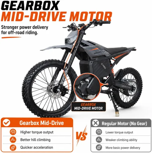 Vista 2 de X-PRO Drax - Motocicleta eléctrica de 5000 W, motor de tracción media, velocidad máxima de 55 Mph, 72 V 30 AH Bttery con rango máximo de 60 millas
