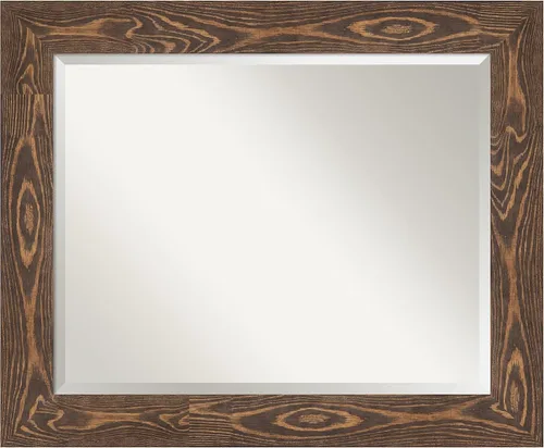 Vista 31 de Amanti Art Espejo de pared marrón de 26 x 22 pulgadas, espejo rectangular de baño de Alejandría marrón rústico para decoración de pared, sala