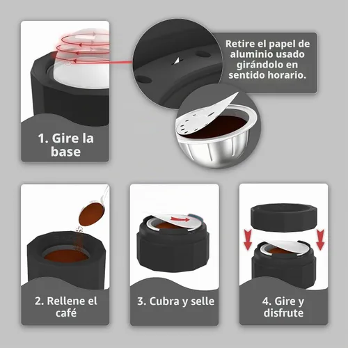 Vista 3 de BinZetic® Kit de recarga de cápsulas Vertuo reutilizables para Nespresso Vertuo (sin cápsulas)