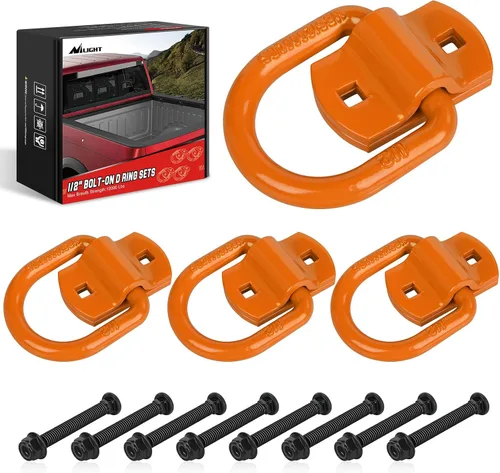 Vista 9 de Nilight Anclaje de amarre con anillo en D, 4 unidades, anillos resistentes de 1/2 pulgada con tornillos en remolque, caja de camión, carga, 12000