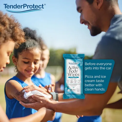 Vista 6 de TenderProtect Active Body Wipes, extra grande, sin enjuague, para adultos, 9 x 12 pulgadas, extra grande, aloe, sin enjuague – Gimnasio, deportes