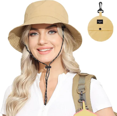 Vista 12 de Sombrero de pescador impermeable plegable para mujer, sombrero de sol con protección UV para hombre