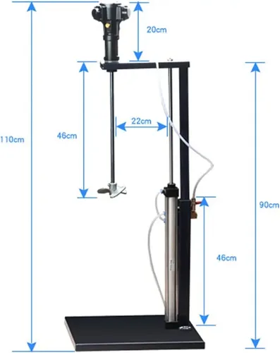 Vista 6 de CURIND Mezclador neumático de pintura, potente mezclador neumático de mano, motor neumático 5 galones/20L pintura recubrimiento mezclador a prueba