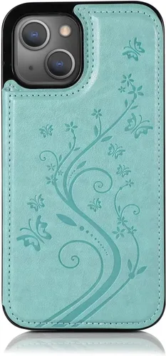 Vista 7 de Funda de teléfono para iPhone 14 de 6.1 pulgadas con protector de pantalla de vidrio templado y tarjetero con soporte para tarjetero, soporte