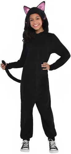 Vista 8 de Disfraz de gato negro con cremallera para adultos, talla S / M (paquete de 1), elegante, cómodo y espeluznante, disfraz de poliéster de alta