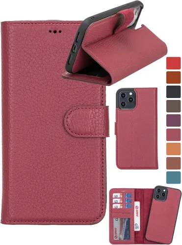 Vista 21 de HARDISTON Funda de piel auténtica hecha a mano compatible con iPhone 11 Pro de 5.8 pulgadas, funda magnética desmontable con tarjeteros - bordes