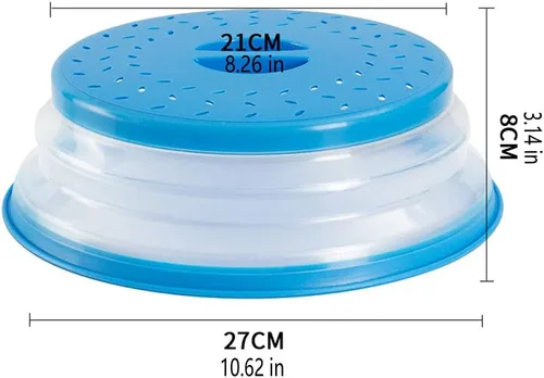 Vista 2 de Cubierta plegable para salpicaduras de microondas con alfombrillas de silicona, 10.5 pulgadas, apta para lavavajillas, cubierta de placa