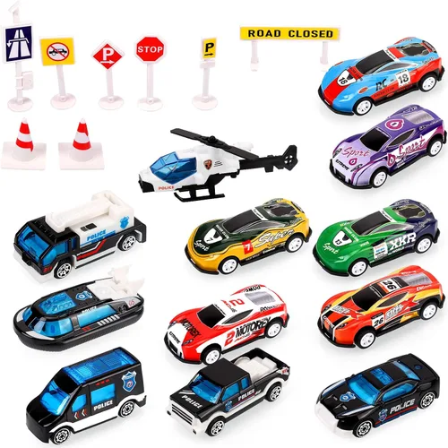 Vista 9 de Juguetes para niños de 3 a 4 años, juego de transporte de camiones grandes con 12 vehículos fundidos a presión, camiones, juguetes, autos, regalos