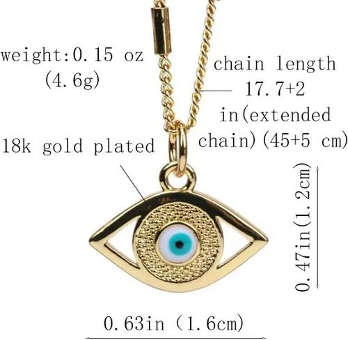 Vista 7 de Collar contra el mal de ojo para mujer, chapado en oro de 18 quilates, collar de ojo turco con colgante de oro para niñas