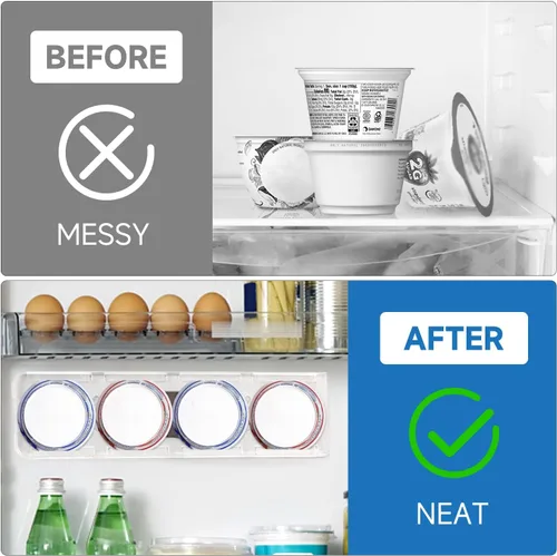 Vista 6 de SOPHICO Organizador para Refrigerador, 4 Deslizadores de Capacidad para Refrigerador, Soporte para Yogur con Cintas Adhesivas para Yogur Griego