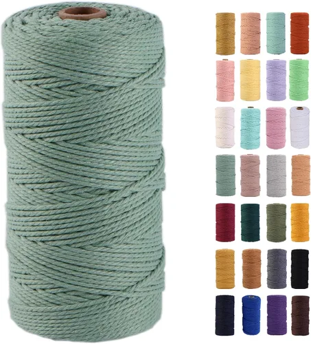 Vista 67 de Cuerda de macramé azul aire de 0.079 in x 220 yardas, cuerda de algodón colorido de algodón suave para colgar en la pared, colgadores de plantas