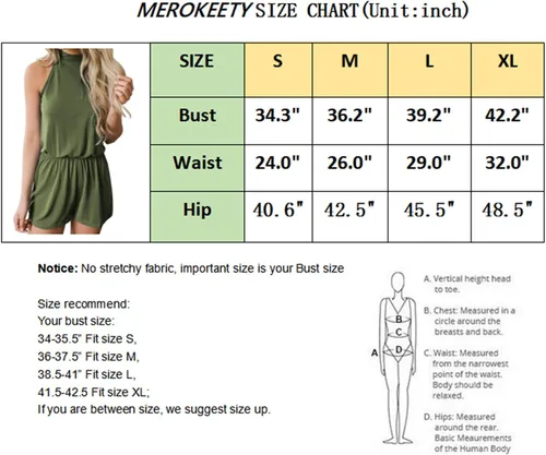 Vista 8 de MEROKEETY Overol de verano para mujer, con cuello halter, cintura elástica, color sólido, con bolsillos