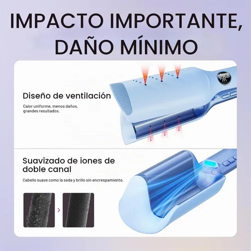 Vista 4 de Wavytalk Power Wave Hair Crimper, Ionic Hair Waver for Less Heat Damage Blue