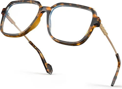 Vista 20 de VISOONE - Paquete de 2 anteojos de bloqueo de luz azul de gran tamaño con elegante marco cuadrado TR90 y patillas metálicas para mujeres y hombres