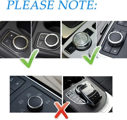 Vista 2 de Cubierta de botón de control de medios de cristal para automóvil, accesorios interiores compatibles con Mercedes Benz C E GLA CLA GLK ML GLE