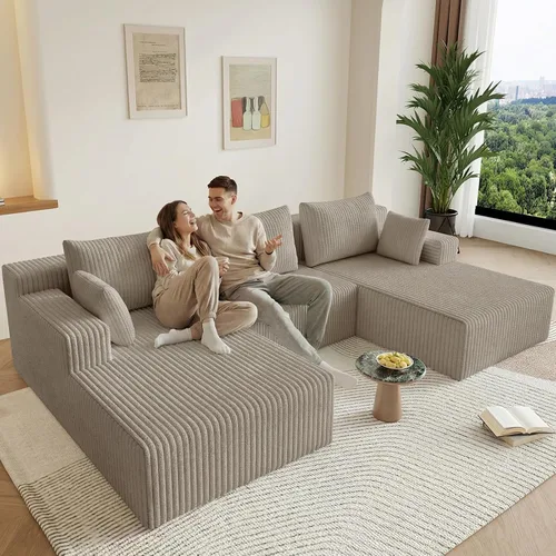 Vista 108 de Lakifun Sofá en Forma de L de 107" con Otomana, Seccional Modular Moderno Sofá Cómodo en Forma de U Nube, Asiento Profundo, Chaise Longue Cama