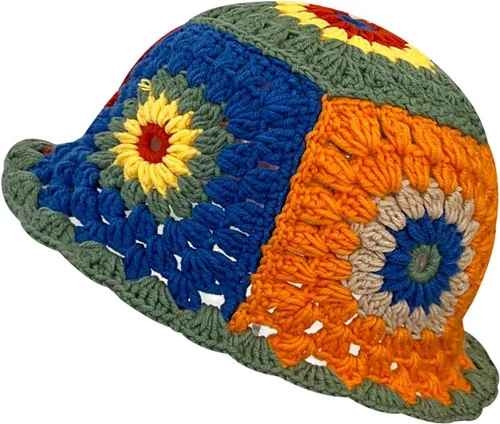 Vista 12 de Sombrero de pescador de ganchillo para mujer, tejido hecho a mano, plegable, flexible, a la moda, lindo, cómodo e informal B-Negro