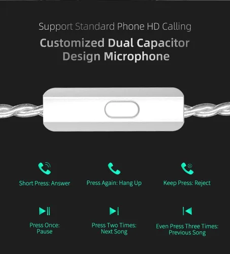 Vista 6 de Audífonos intrauriculares KZ ZST X, auriculares con controlador doble híbrido dinámico mejorado ZSTX, audífonos estéreo HiFi IEM con cable Negro