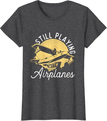 Vista 6 de Still Playing With Airplanes - Camiseta de control remoto RC Avión Piloto, Negro