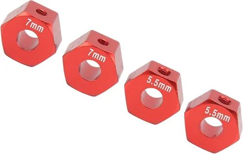 Vista 2 de Cubo de rueda RC, 4 piezas de aleación de aluminio RC hexagonal, cubo de neumático de vehículo RC, juego de accesorios para 1/10 Slash 4x4 rustler