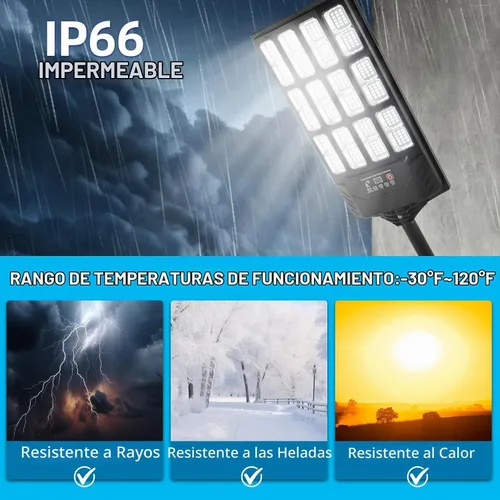 Vista 6 de Farolas solares impermeables para exteriores, 38000 lúmenes, luz de inundación solar gran angular, luz de estacionamiento LED con sensor