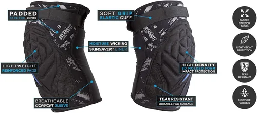 Vista 2 de VIRTUE Breakout Rodilleras – Almohadillas protectoras ligeras multideporte con forro de manga de compresión que absorbe la humedad y espuma moldeada