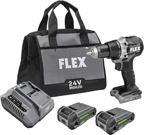 Vista 5 de FLEX Kit de taladro de 2 velocidades sin escobillas de 24 V sin escobillas de 1/2 pulgada y 1000 In-Lbs con (2) batería de litio de 2.5 Ah