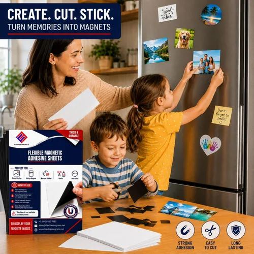 Vista 5 de Flexible Magnets Hojas magnéticas con respaldo adhesivo, 4 x 6 pulgadas (paquete de 12) hojas magnéticas adhesivas para imanes de refrigerador