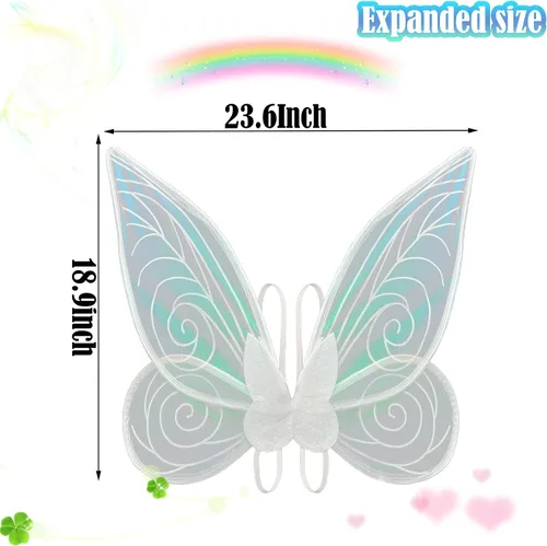 Vista 3 de YOUBLEK Alas de hadas para adultos alas de mariposa alas de ángel transparentes y brillantes disfraz de Halloween para niños