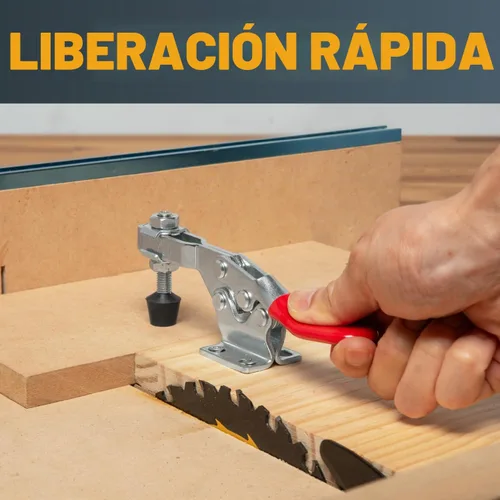 Vista 4 de POWERTEC Abrazaderas de palanca de 8 unidades, capacidad de 300 libras, abrazaderas horizontales de liberación rápida 201B con punta de presión