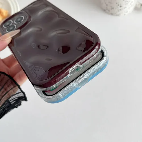 Vista 6 de Caseative Funda para iPhone 13 Pro Max, color negro Galjanoplastia de cromo suave de la burbuja del meteorito de la onda de la ondulación