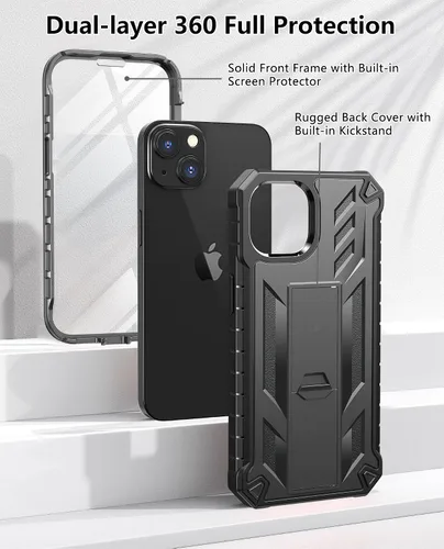 Vista 6 de SOiOS Funda para iPhone 13/14/15: Funda protectora para iPhone 16e con soporte integrado, protección dura de grado militar resistente a prueba