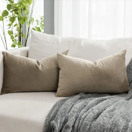 Vista 57 de Juego de 2 fundas de almohada decorativas de terciopelo de 14 x 14 pulgadas con cremallera, fundas de cojín cuadradas suaves y lisas de lujo